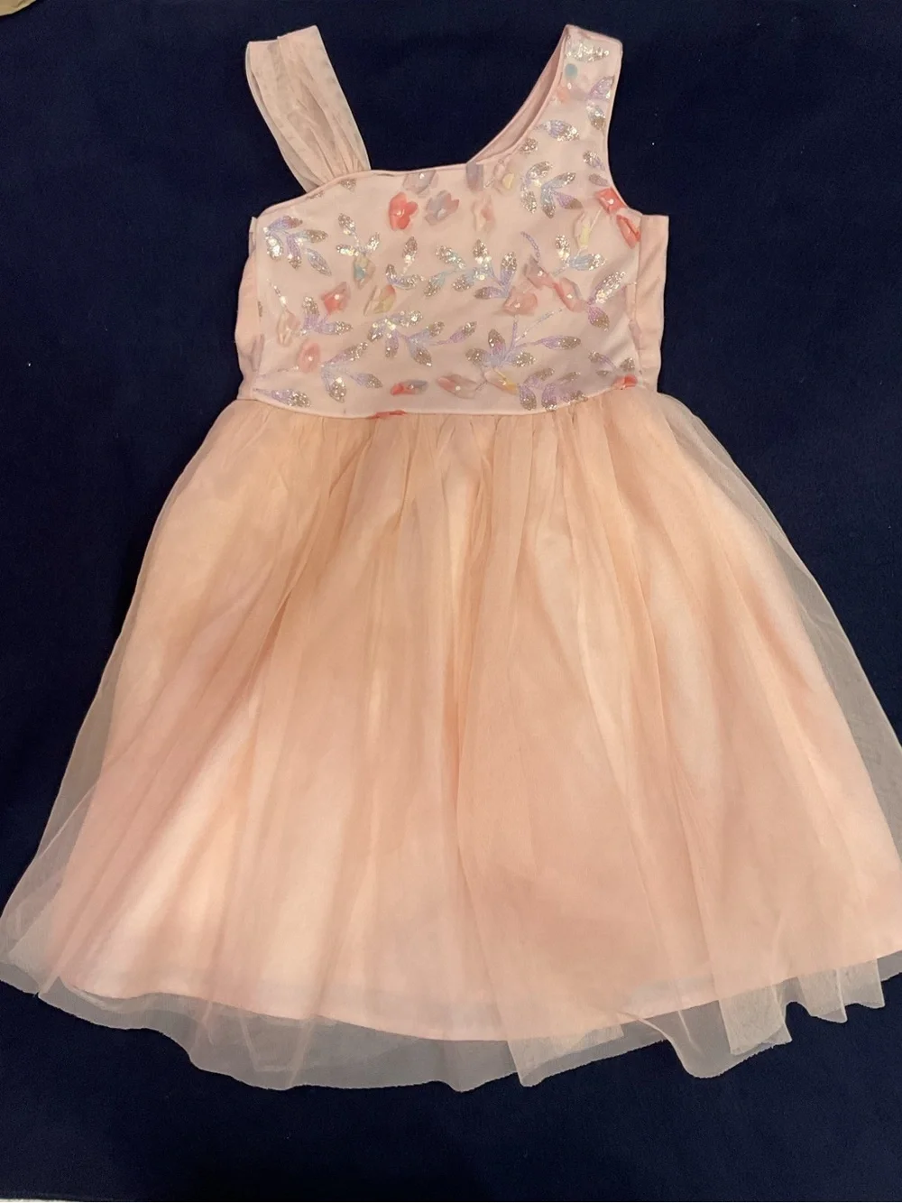Cat & Jack Girls Pink Sequin Tulle Dress Size M (8) Like New Party Dress
